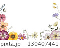 Bordere with watercolor pressed dried flowers 130407441
