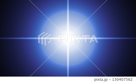 十字に光線が伸びる青い光点 130407562