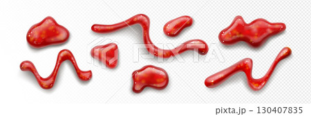 Realistic condiment splashes of ketchup sauce drop Realistic condiment splashes of ketchup sauce drop 130407835