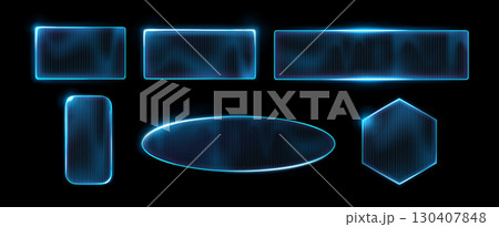 Ribbed glass frames with glossy neon blue glow Ribbed glass frames with glossy neon blue glow 130407848