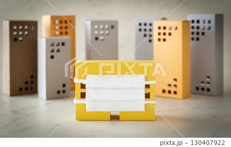 マンションとマスク　職場での感染対策　共同住宅での集団感染　感染拡大防止対策 130407922