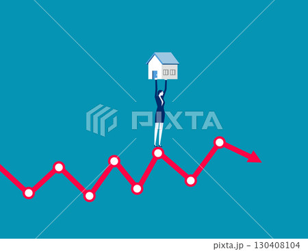 Mortgages. Businessman carrying a house on graph Mortgages. Businessman carrying a house on graph 130408104