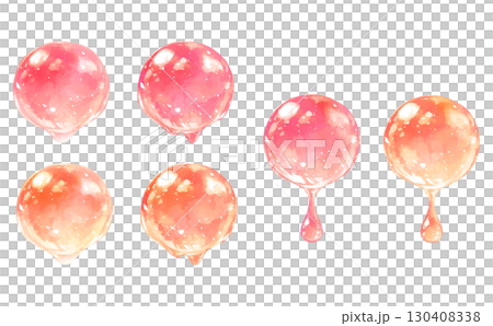 Watercolor illustration of dripping drops in red and orange 130408338