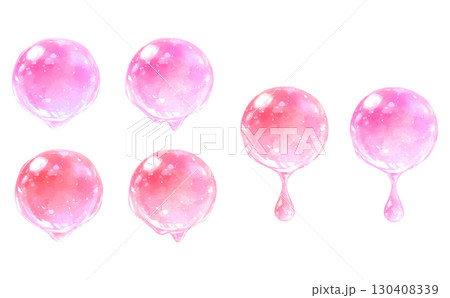水彩風の滴る雫のイラスト_ピンク、赤ピンク 130408339
