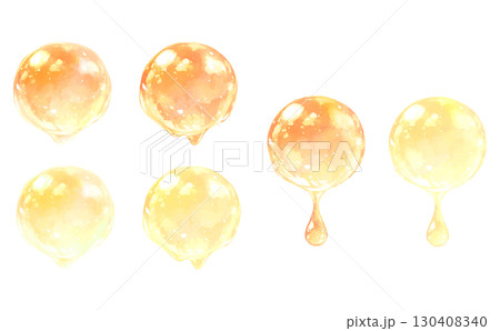 水彩風の滴る雫のイラスト_オレンジ、黄色 130408340