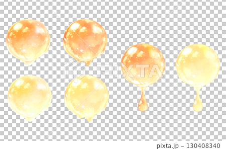 Watercolor illustration of dripping drops in orange and yellow 130408340