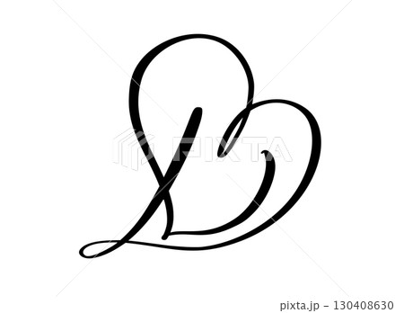 Calligraphy hand drawn vector love letter D. Vintage heart monogram. Script capital font logo. Handwritten brush style. element Valentine flourish. sign for page decoration design illustration Calligraphy hand drawn vector love letter D. Vintage heart monogram. Script capital font logo. Handwritten brush style. element Valentine flourish. sign for page decoration design illustration 130408630