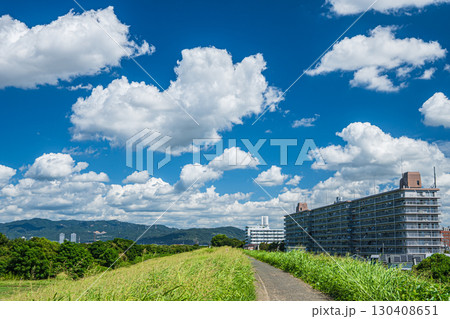 淀川の堤防上の遊歩道　枚方市 130408651