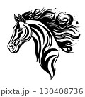 Horse Head Silhouette, Horse Head sketch hand drawn . Engraving. Etch. Symbol of 2026, 2038. Chineese new year horoscope astrology 130408736