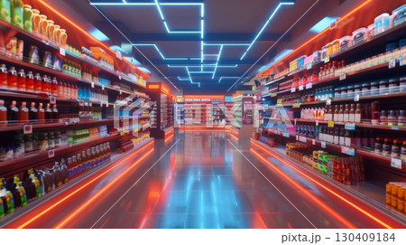 Smart shelves, IoTenabled inventory management, 3D illustration, advanced retail concept, copy space for text, sharp focus and clear light , high clarity , super detail 130409184