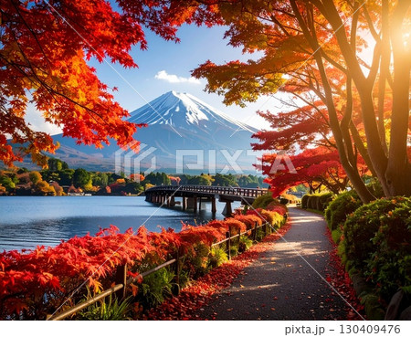 富士山　紅葉 130409476