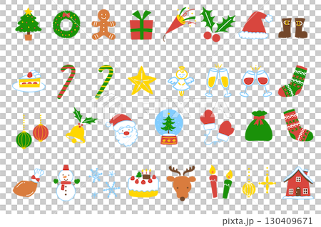 Cute Christmas icon material set 130409671