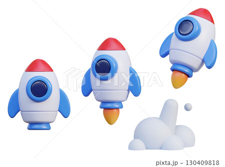 cartoon style rocket 3D Icon Graphic 130409818
