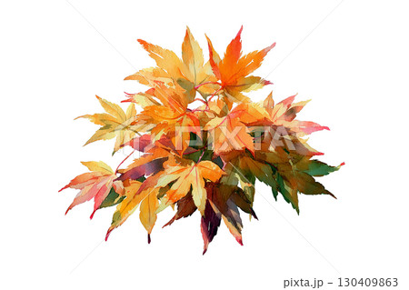 紅葉した落ち葉の束イラスト 130409863