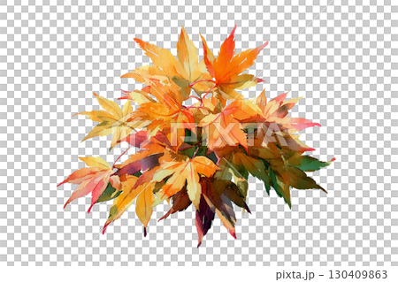 紅葉した落ち葉の束イラスト 130409863
