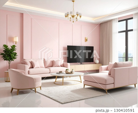 モダンなリビングルームのインテリア 130410591