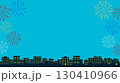 花火で飾られた夏祭り広告背景テンプレート（水色） 130410966