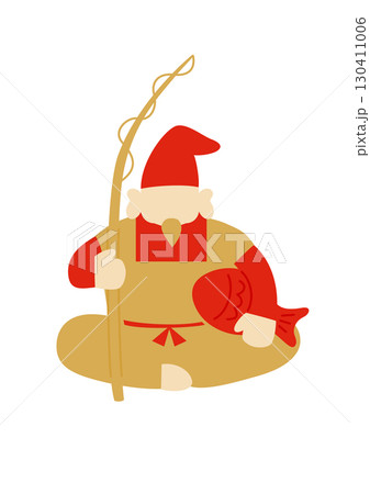 おめでたい色味のシンプルな恵比寿様のベクターイラスト おめでたい色味のシンプルな恵比寿様のベクターイラスト 130411006