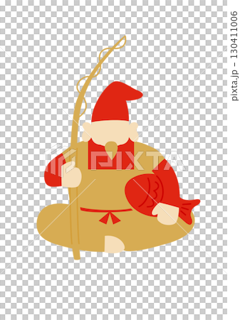 A simple vector illustration of Ebisu in auspicious colors 130411006