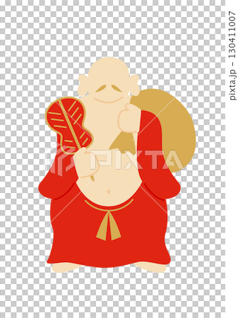 おめでたい色味のシンプルな布袋尊のベクターイラスト 130411007