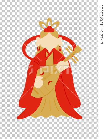 おめでたい色味のシンプルな弁財天のベクターイラスト おめでたい色味のシンプルな弁財天のベクターイラスト 130411011