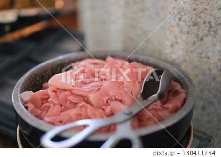 Gurmet marinated ginger root spicy in the bowl 130411254