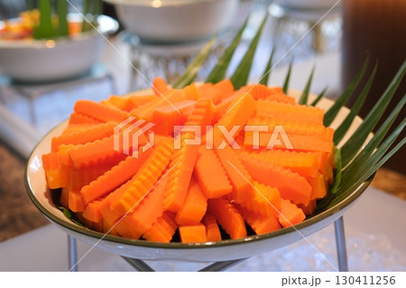 carrot buffet Healthy vegetable snacks, carrot, cucumber served for party.  130411256