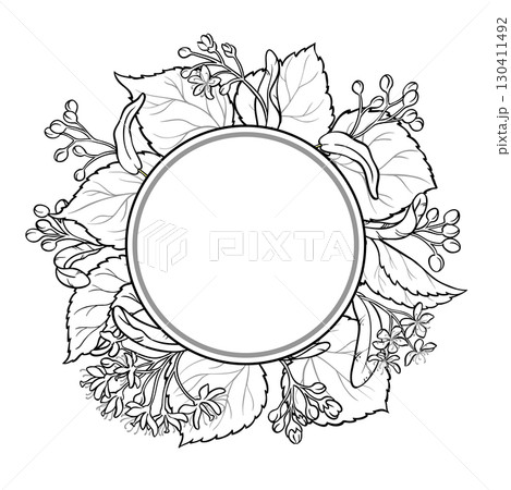 Linden Branch Outline Round Frame. Linden Branch Outline Round Frame. 130411492