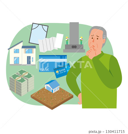 終活のことを考える高齢男性 終活のことを考える高齢男性 130411715