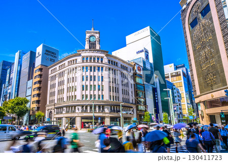 日本の東京都市景観 東京・銀座。セイコーハウス銀座などを望む＝9月2日 130411723