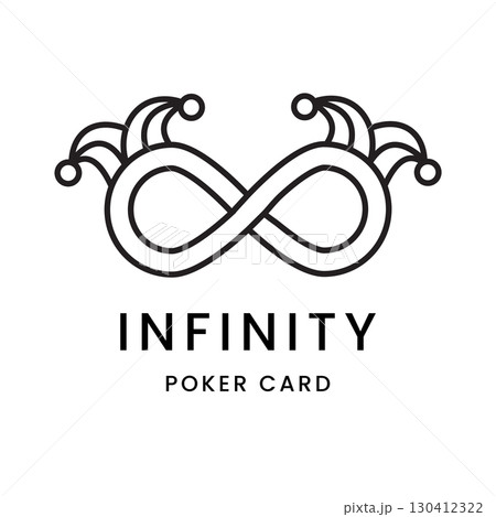 Infinity Poker Card Logo Design with Jester Hat for Casino and Gambling Branding 130412322