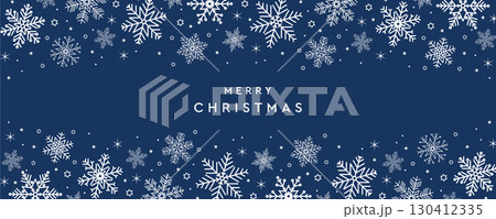 blue banner christmas card with snowflake border vector illustration 130412335