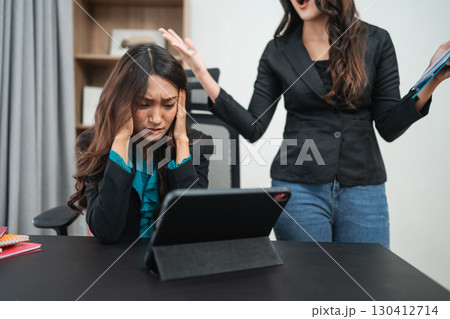 A Stressful Confrontation Happens Between Colleagues in a Modern Office A Stressful Confrontation Happens Between Colleagues in a Modern Office 130412714