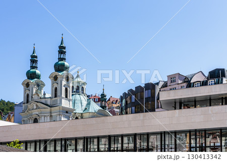 Summer walk through the spa center of the famous Karlovy Vary (Carlsbad) in the Czech Republic Summer walk through the spa center of the famous Karlovy Vary (Carlsbad) in the Czech Republic 130413342