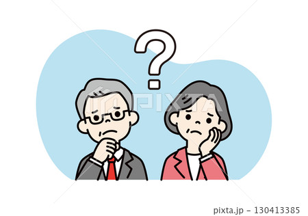 理解できずに困った表情をする、高齢の社長・女性社長のベクターイラスト素材_カラー 理解できずに困った表情をする、高齢の社長・女性社長のベクターイラスト素材_カラー 130413385