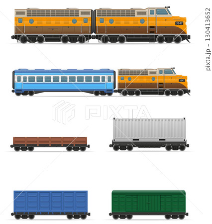 locomotive passenger and freight cars for transportation by rail cartoon stock vector illustration locomotive passenger and freight cars for transportation by rail cartoon stock vector illustration 130413652