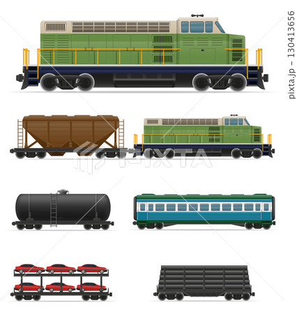 locomotive passenger and freight cars for transportation by rail cartoon stock vector illustration locomotive passenger and freight cars for transportation by rail cartoon stock vector illustration 130413656