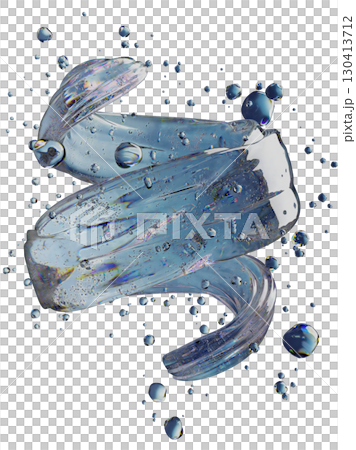 Abstract Liquid Swirl With Floating Bubbles on White Background 130413712