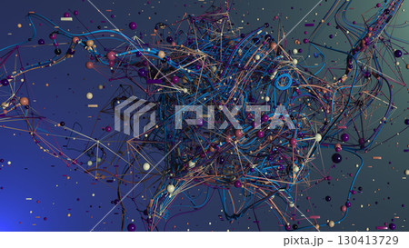 Abstract Connected Lines and Spheres Representing Modern Network Concept 130413729