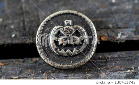 Rusty coin with carved pumpkin design, spooky...のイラスト素材 [130413745] - PIXTA