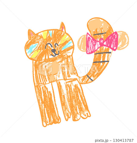 Children's icon with wax crayons and pastels Children's icon with wax crayons and pastels 130413787