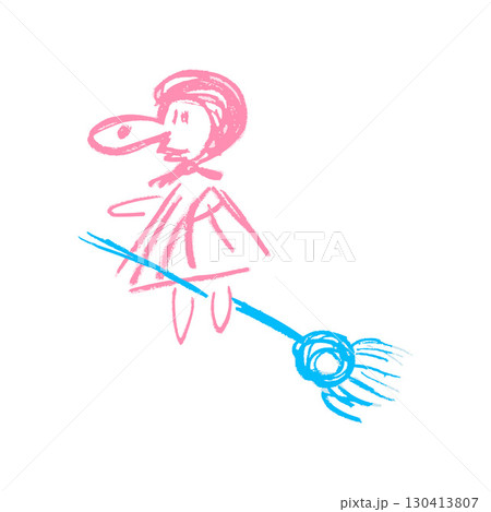 Children's icon with wax crayons and pastels 130413807