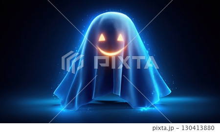 Ethereal blue wireframe ghost with a glowing...のイラスト素材 [130413880] - PIXTA