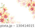 Yellow orchid frame in watercolor illustrative technique. Stylish botanical template with bright exotic flowers. Hand-painted floral arrangement. Great for cards, wedding invitations, stationery 130414015