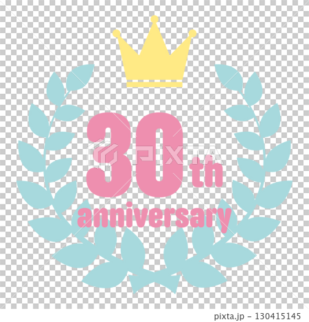 Colorful and cute crown and laurel anniversary icon 30th anniversary 130415145
