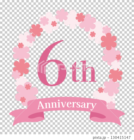 ピンクの花（桜）の周年記念アイコン　6周年 130415147