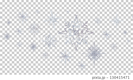 Seamless snowflakes border in wave shape. Watercolor hand drawn illustrations blue snowflakes border. Christmas decoration. Template with a christmas elements. Repeat snowflakes garland 130415471