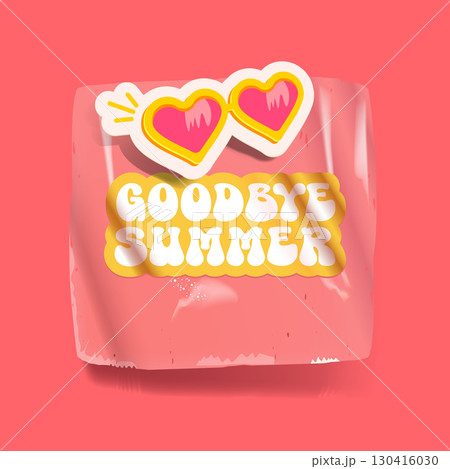 Goodbye summer pink groovy aesthetic sticker with heart shaped sunglasses isolated on pink background. Bye bye summer motto sticker, tag, retro label, banner, ribbon, label png with cartoon sunglasses Goodbye summer pink groovy aesthetic sticker with heart shaped sunglasses isolated on pink background. Bye bye summer motto sticker, tag, retro label, banner, ribbon, label png with cartoon sunglasses 130416030