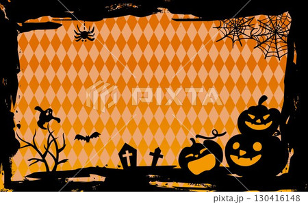 オレンジのかわいいハロウィン　背景イラスト 130416148