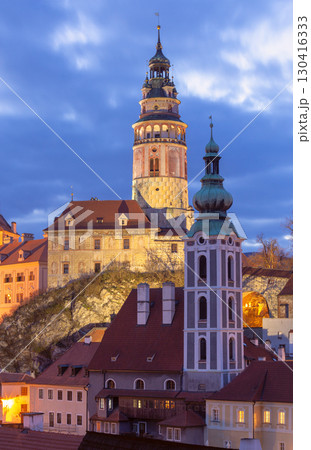Cesky Krumlov at sunset, Czech Republic 130416333